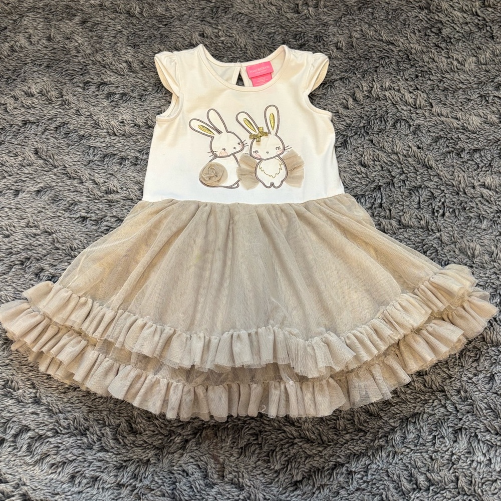 Adorable Bunny Dress with Ruffled Skirt Easter Bunny Tutu Dress 24 months